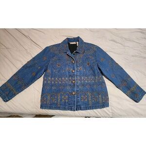 Vintage‎ New Directions Jacket Women's Small Denim Beaded Southwestern Buttons